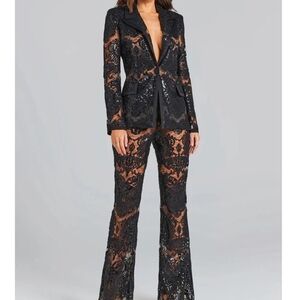 Chic Black Lace Suit Jacket